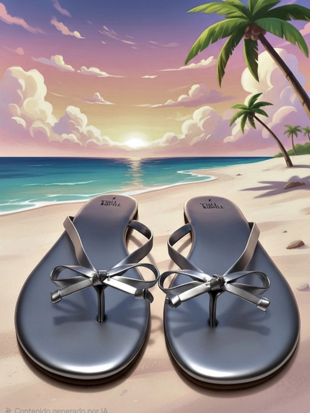 Silver Bow Thong Sandals Like New